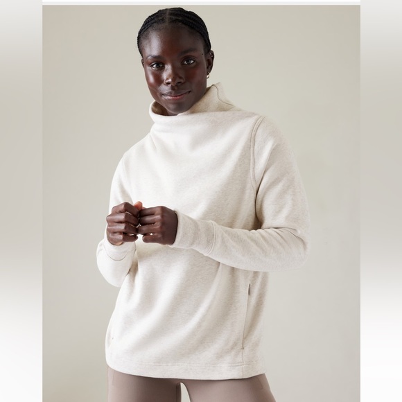 Athleta Tops - Athleta | Cozy Karma Twist Neck Sweatshirt | Toasted Brown Heather | Size S